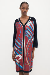 Hermès Wool & Silk Fouets Et Badines Dress