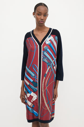 Hermès Wool & Silk Fouets Et Badines Dress