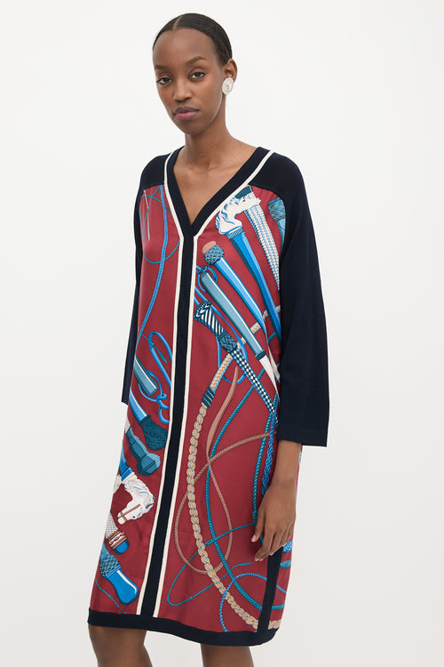 Hermès Wool & Silk Fouets Et Badines Dress