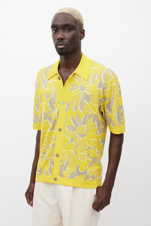 Hermès Yellow & Grey Floral Woven Shirt