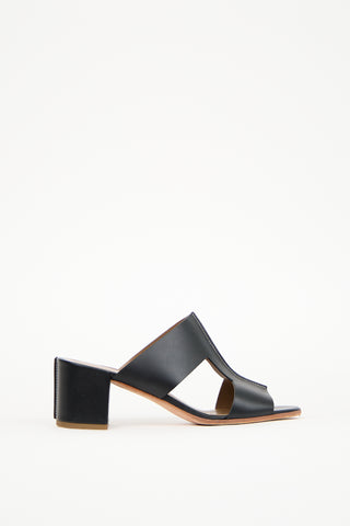 Hermès Black Leather Ostia Sandal