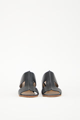 Hermès Black Leather Ostia Sandal