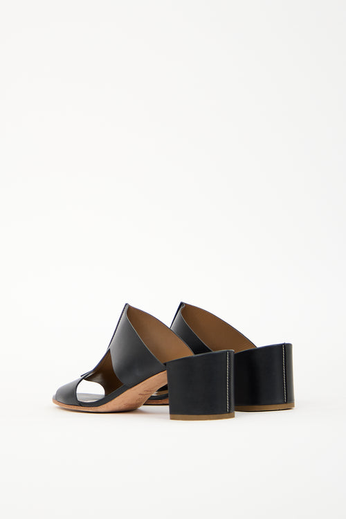 Hermès Black Leather Ostia Sandal