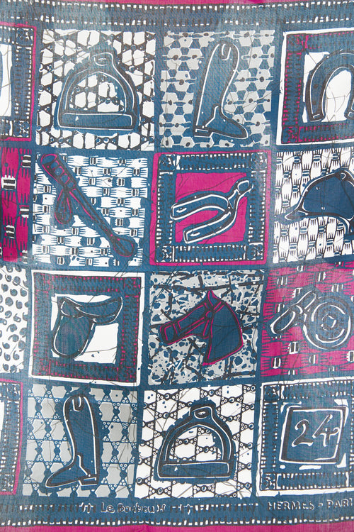 Hermes 2010 Blue Le Boubou H Cotton Scarf