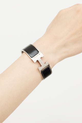 Hermès Black Silver Clic Clac H Bracelet