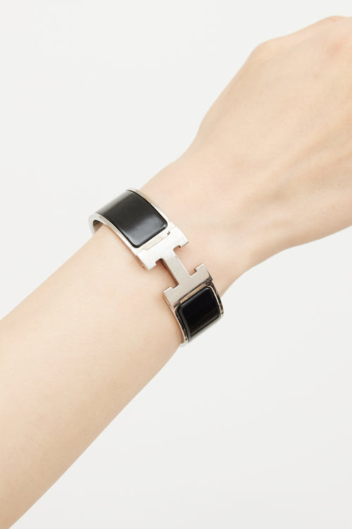 Hermès Black Silver Clic Clac H Bracelet