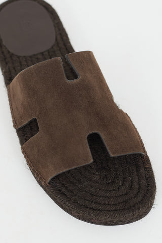 Hermès Brown Suede Antigua Espadrille Sandal