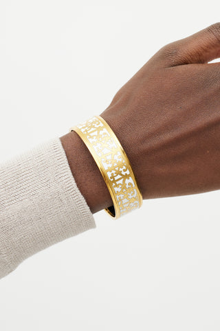 Hermès White & Gold Balcon Du Guadalquivir Bangle