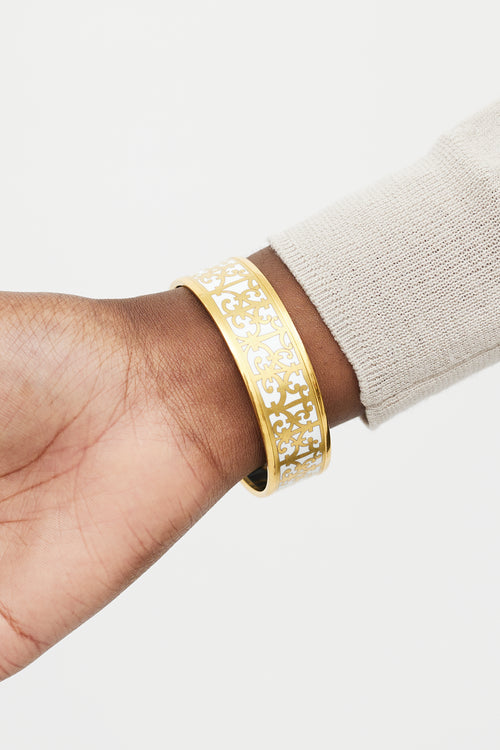 Hermès White & Gold Balcon Du Guadalquivir Bangle