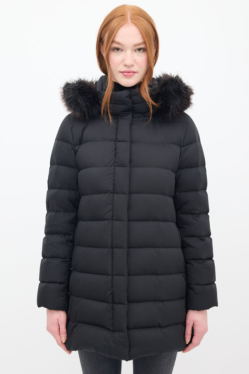 Herno Black Down & Faux Fur Puffer Coat