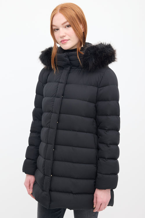 Herno Black Down & Faux Fur Puffer Coat