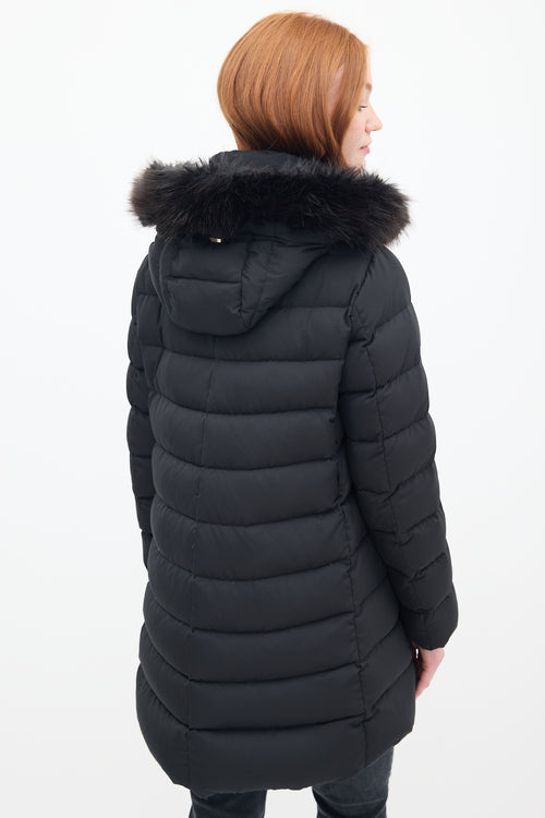 Herno Black Down & Faux Fur Puffer Coat