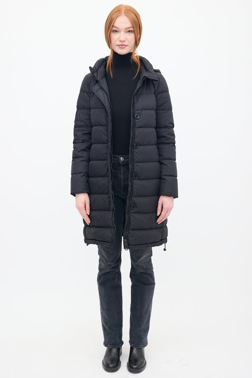 Herno Black Down & Nylon Hooded Puffer Coat