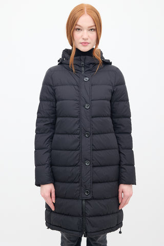 Herno Black Down & Nylon Hooded Puffer Coat