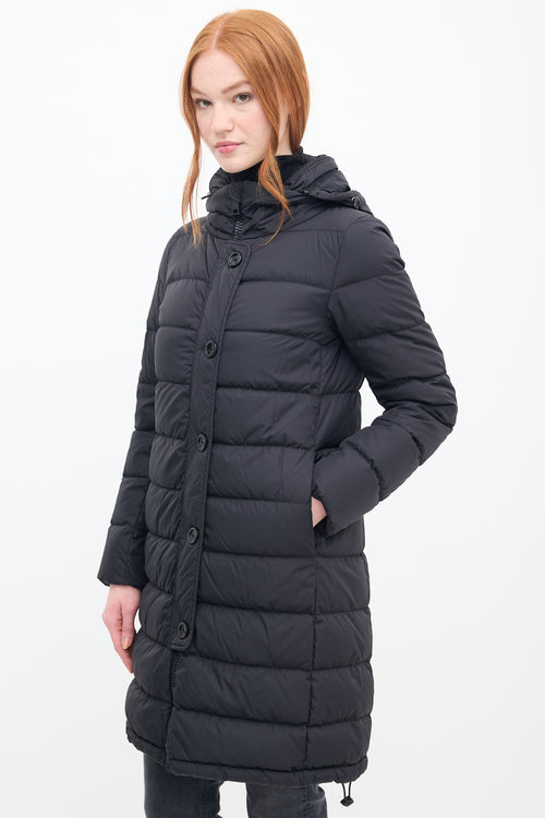 Herno Black Down & Nylon Hooded Puffer Coat