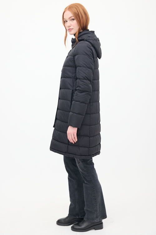 Herno Black Down & Nylon Hooded Puffer Coat