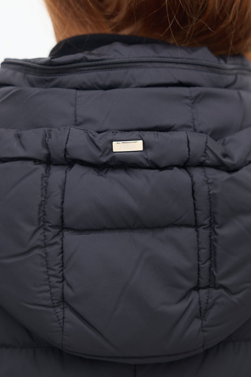 Herno Black Down & Nylon Hooded Puffer Coat