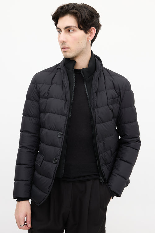 Herno Black Down & Nylon Layered Puffer Jacket