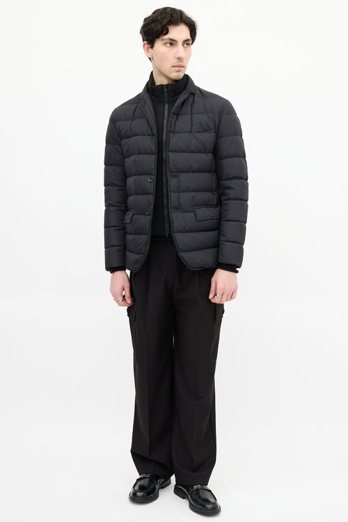 Herno Black Down & Nylon Layered Puffer Jacket