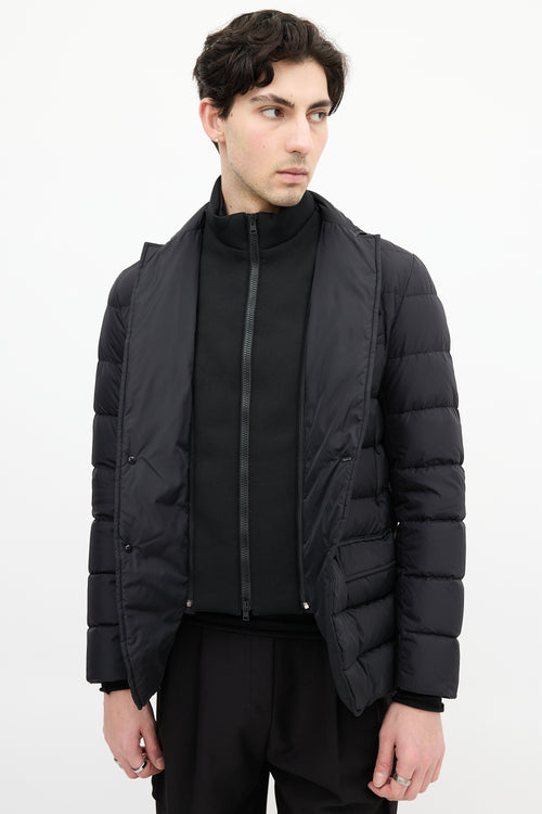 Herno Black Down & Nylon Layered Puffer Jacket