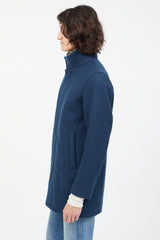 Herno Blue Wool Fur Coat