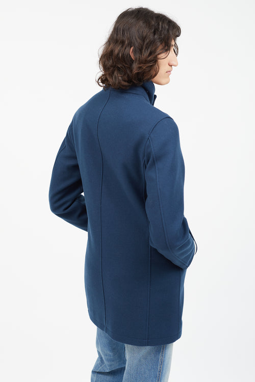 Herno Blue Wool Fur Coat