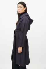 Herno Navy Belted Hooded Coat