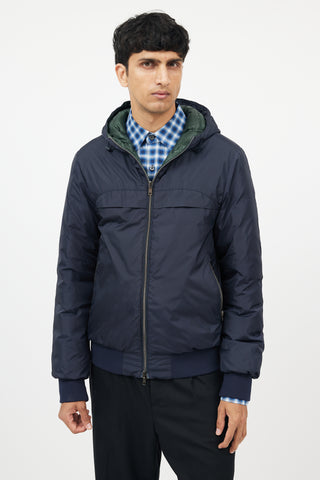 Herno Navy & Green Reversible Nylon Down Jacket