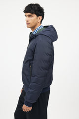 Herno Navy & Green Reversible Nylon Down Jacket