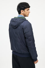 Herno Navy & Green Reversible Nylon Down Jacket