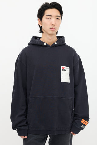 Heron Preston Black Sticker Label Hoodie