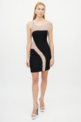 Hervé Léger Beige & Black Bandage Dress