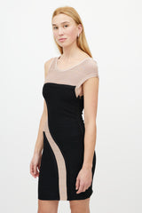 Hervé Léger Beige & Black Bandage Dress