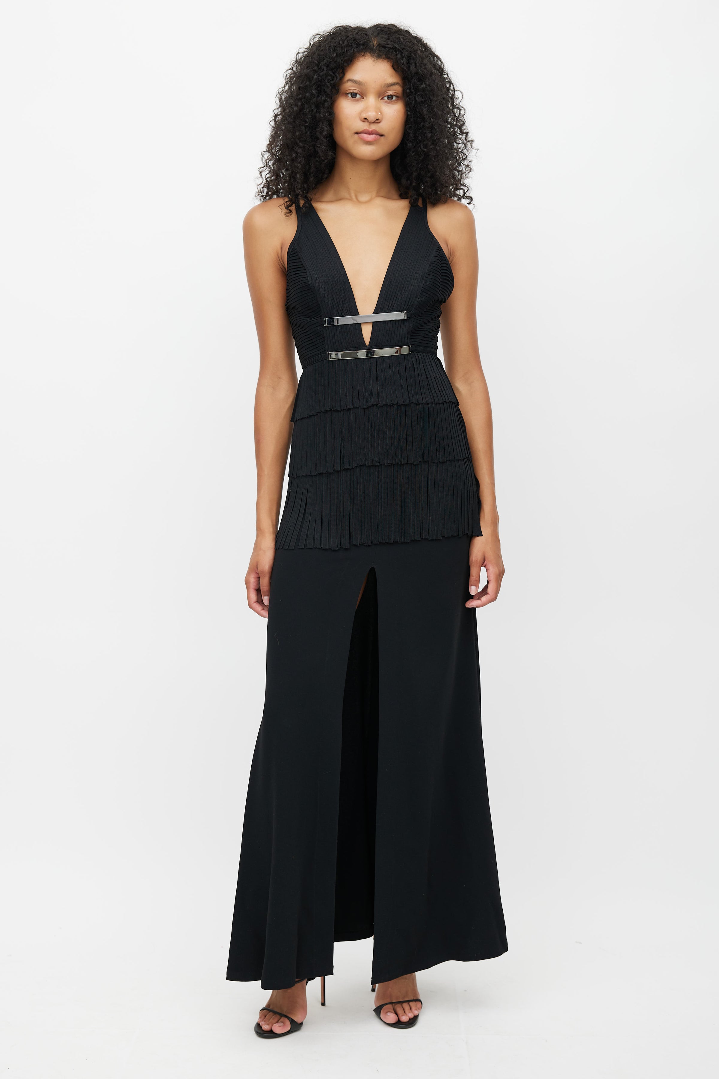 Herv Lger // Black Fringe Maxi Dress VSP Consignment Herv Lger // Black Fringe Maxi Dress VSP Consignment