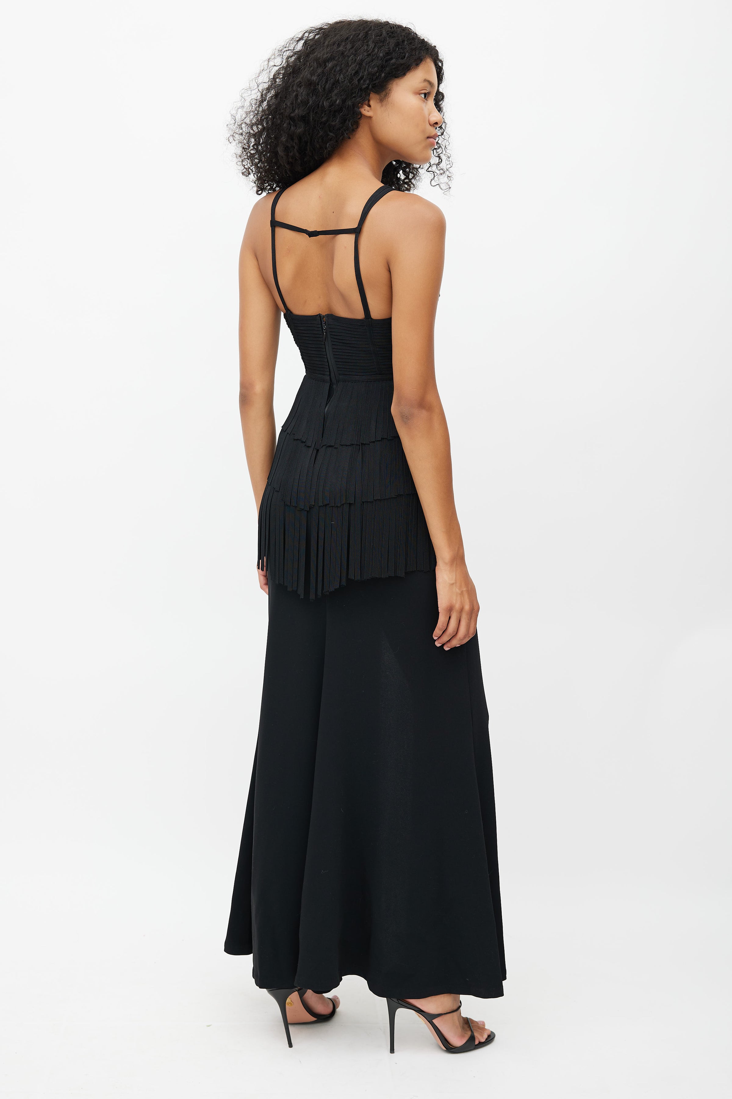 Herv Lger // Black Fringe Maxi Dress VSP Consignment Herv Lger // Black Fringe Maxi Dress VSP Consignment