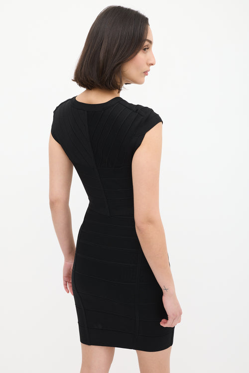 Hervé Léger Black V-Neck Bandage Dress