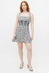 Hervé Léger Black & White Print Bandage Dress
