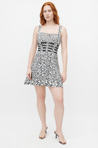 Hervé Léger Black & White Print Bandage Dress