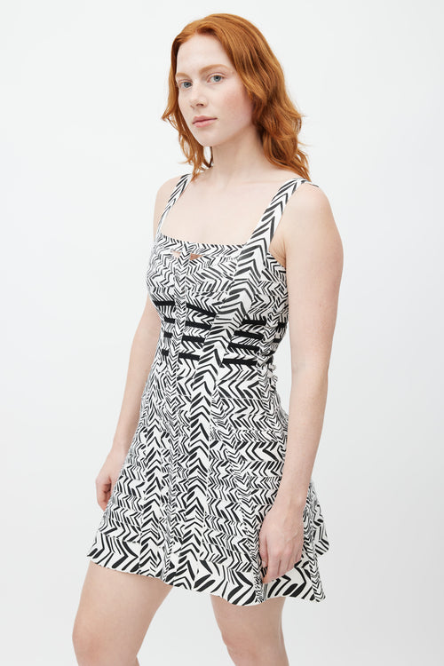 Hervé Léger Black & White Print Bandage Dress