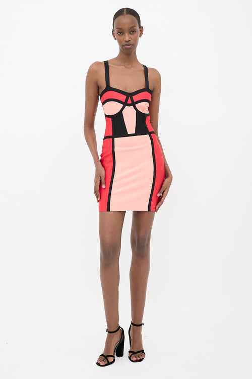 Hervè Legèr Colour Block Bandage Mini Dress