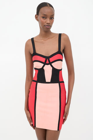 Hervè Legèr Colour Block Bandage Mini Dress