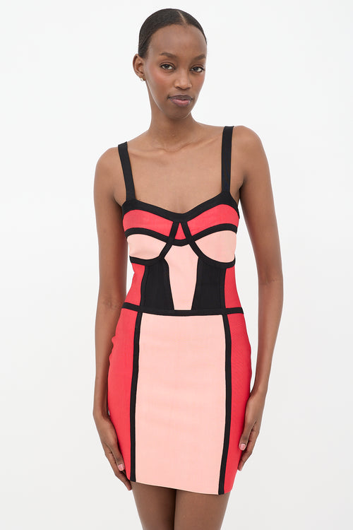 Hervè Legèr Colour Block Bandage Mini Dress
