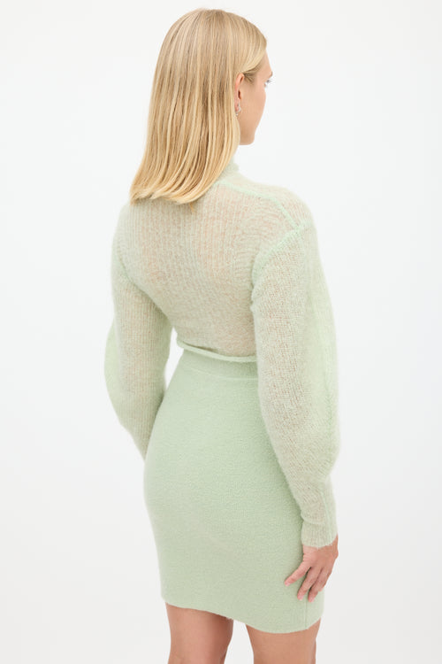 Hervé Léger Green Ribbed Knit Bustier Dress