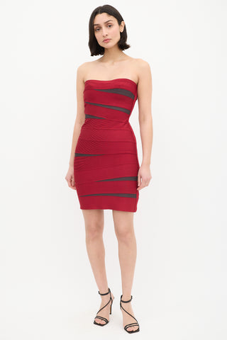 Hervé Léger Red Strapless Bandage Dress