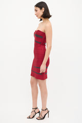 Hervé Léger Red Strapless Bandage Dress