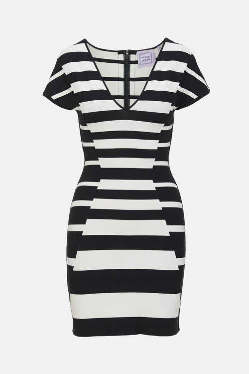 Hervé Léger Striped Bandage Dress