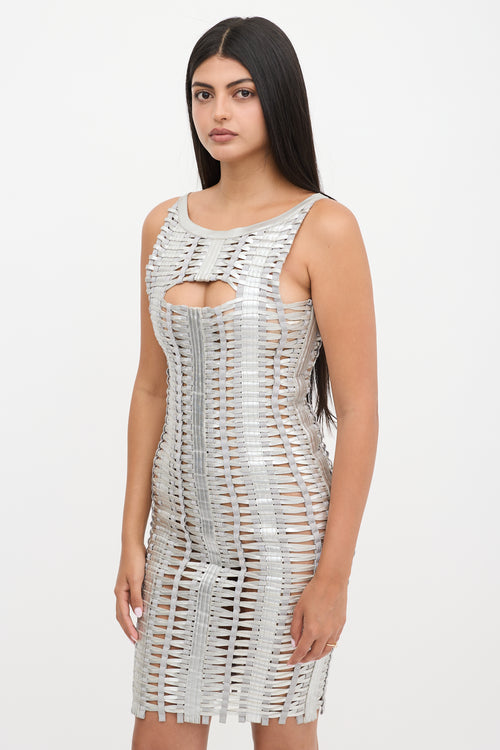 Hervé Léger Metallic Woven Bandage Dress