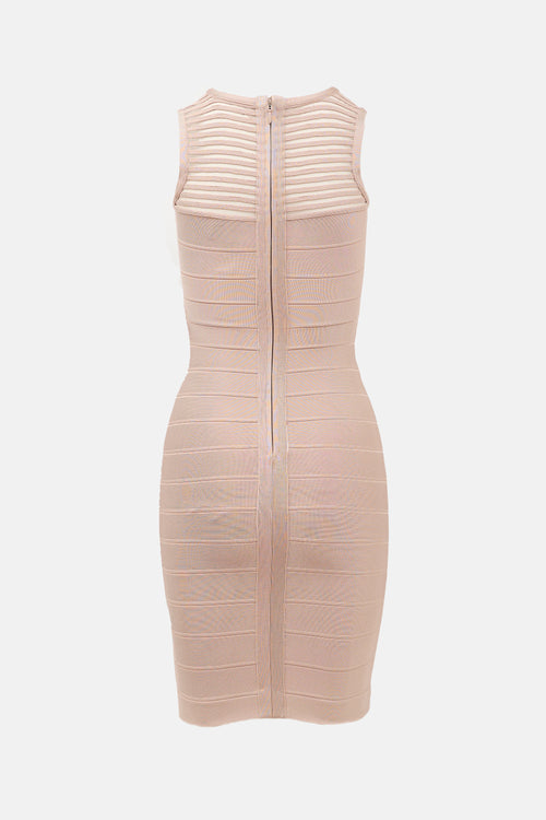 Hervé Léger Striped Mesh Bandage Dress