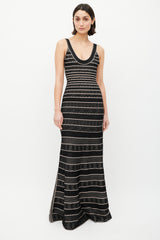 Hervé Léger Black & Pink Stripe Knit Co-Ord Set