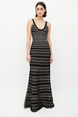 Hervé Léger Black & Pink Stripe Knit Co-Ord Set